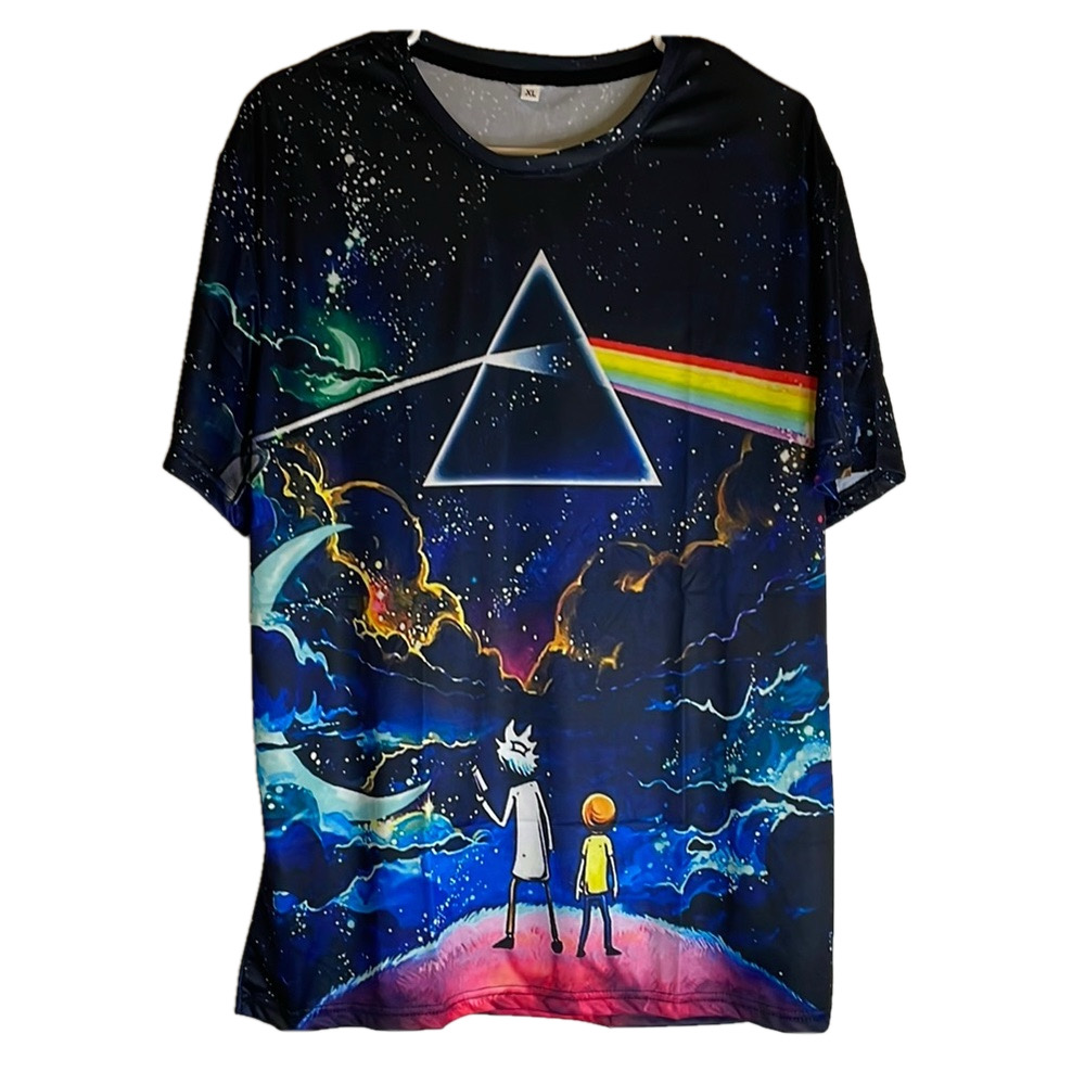 Rick & Morty with Dark Side of the Moon Prism Design T-Shirt, Boys XL